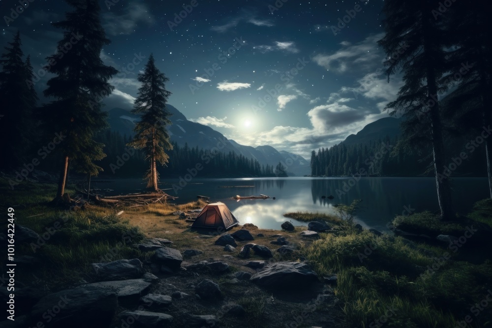 Fototapeta premium Outdoors landscape wilderness camping.