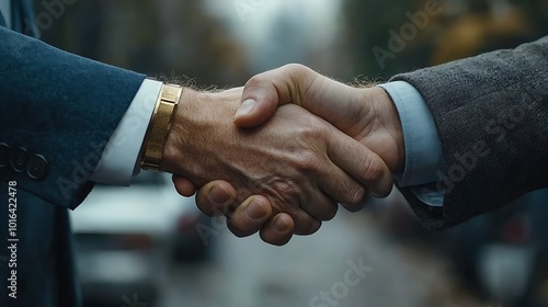 Close Up of Hands Exchanging a Golden Handshake