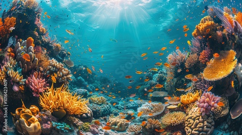 Wallpaper Mural Vibrant Coral Reef Underwater Scene with Colorful Fish Torontodigital.ca