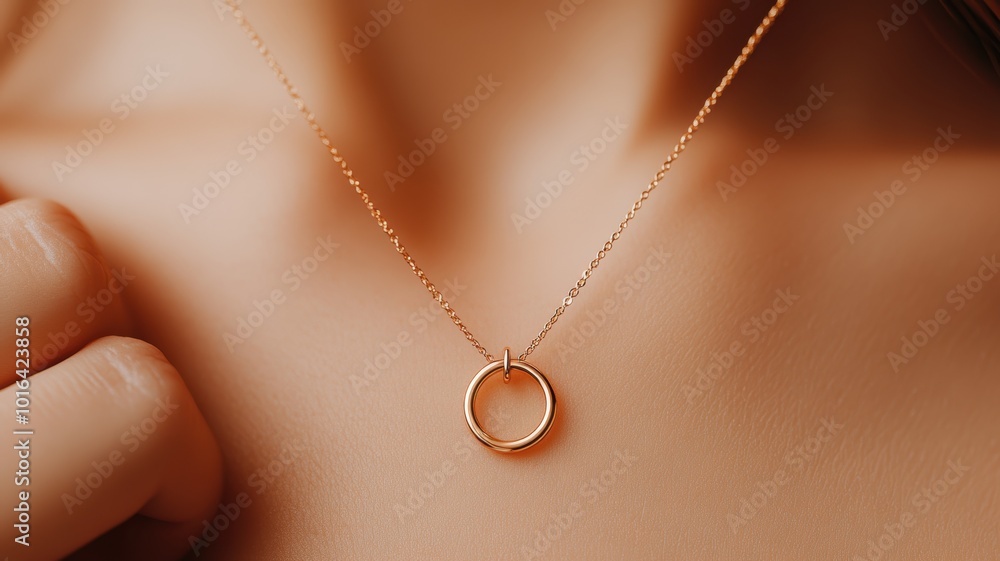 Elegant gold necklace on a soft background Elegant gold necklace on a soft background