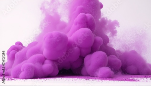 Bright Purple Explosion Powder Festival Burst on Isolated White Background photo