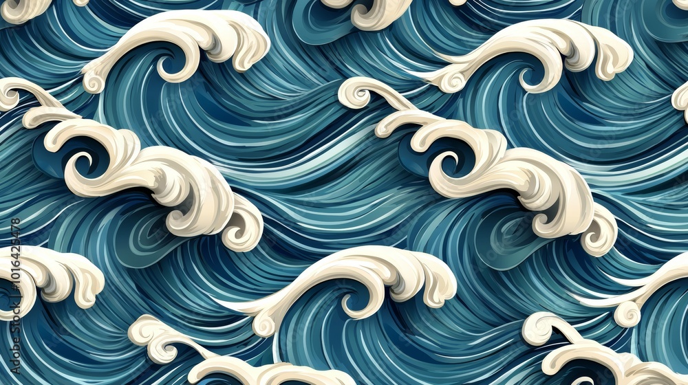 Soothing Abstract Waves Pattern in Blue Tones Soothing Abstract Waves Pattern in Blue Tones