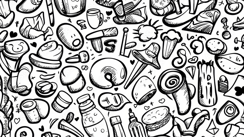 Hand-Drawn Doodles Pattern for Creative Use Hand-Drawn Doodles Pattern for Creative Use