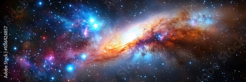 Colorful Galaxy with Stars and Swirls of Nebulae