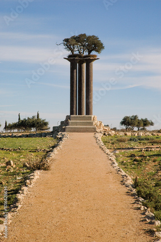 Canvastavla The Olive Columns Park on Kibbutz Ramat Rachel near Jerusalem, Israel