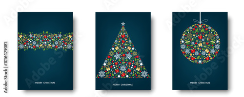 Wallpaper Mural Merry Christmas greeting card on blue background. Torontodigital.ca