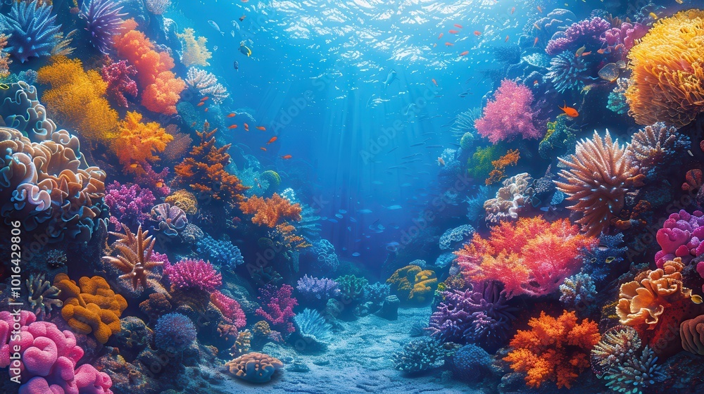 Obraz premium Vibrant Coral Reef Underwater Scene