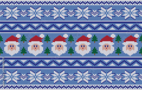 Knitted pattern seamless fabric Christmas winter. traditional knitted pattern vector Santa Claus. Designed for background ,wallpaper ,carpet ,clothing ,knitted pattern ,fabric ,embroidery ,textile