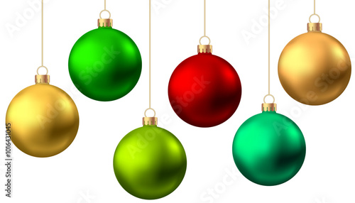 Realistic Christmas balls isolated on white background.