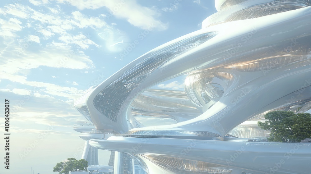 Obraz premium Futuristic Urban Observation Deck with Advanced Technology Offering Breathtaking City Views - Photorealistic Concept Art