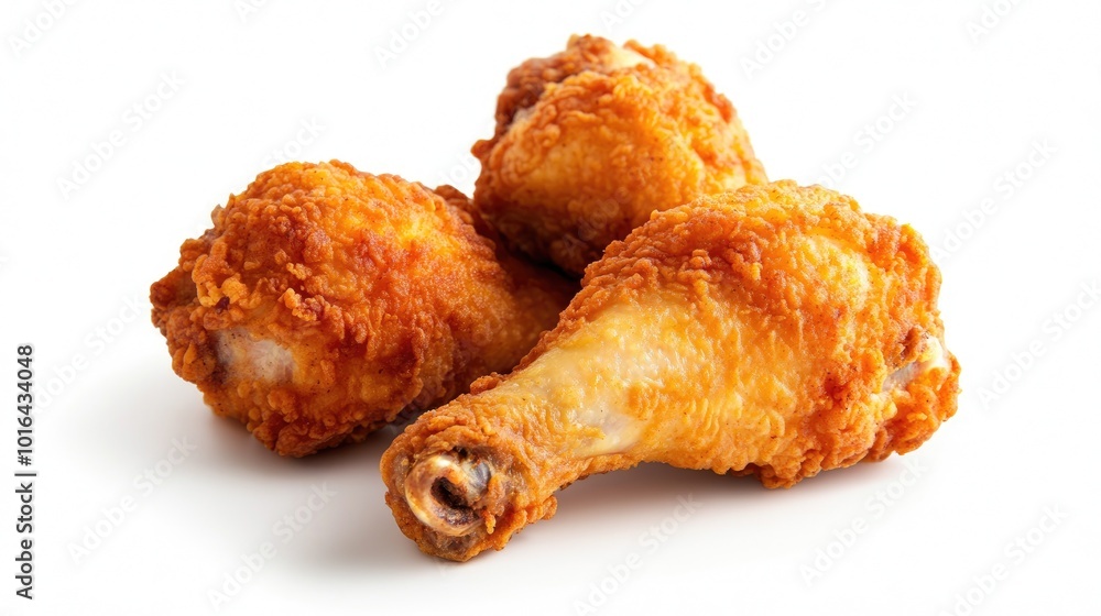 Crispy Fried Chicken Drumsticks on White Background Crispy Fried Chicken Drumsticks on White Background