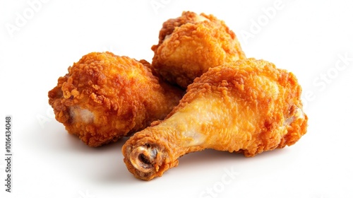 Crispy Fried Chicken Drumsticks on White Background