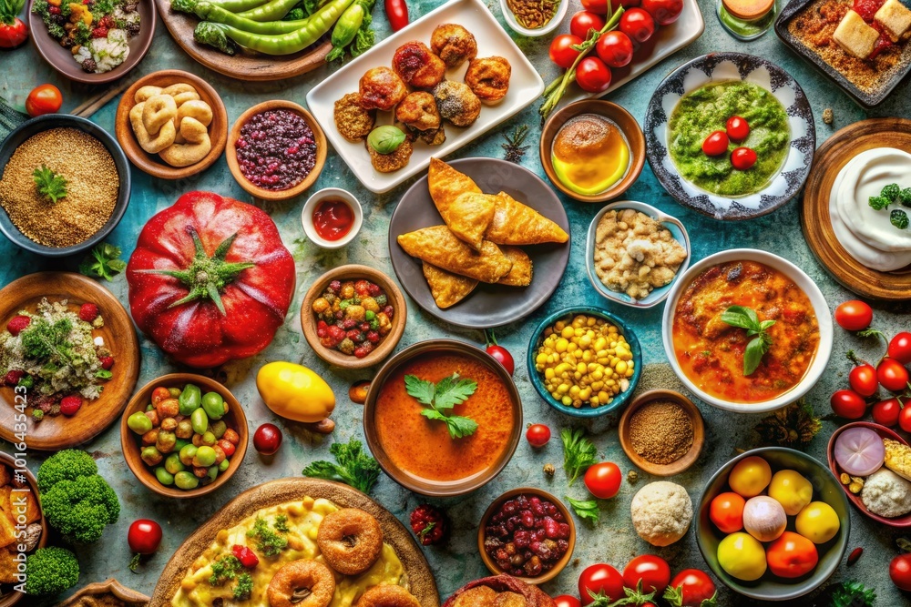Vibrant and Colorful Wallpaper Foods Displaying a Variety of Delicious Culinary Treats and Dishes Vibrant and Colorful Wallpaper Foods Displaying a Variety of Delicious Culinary Treats and Dishes
