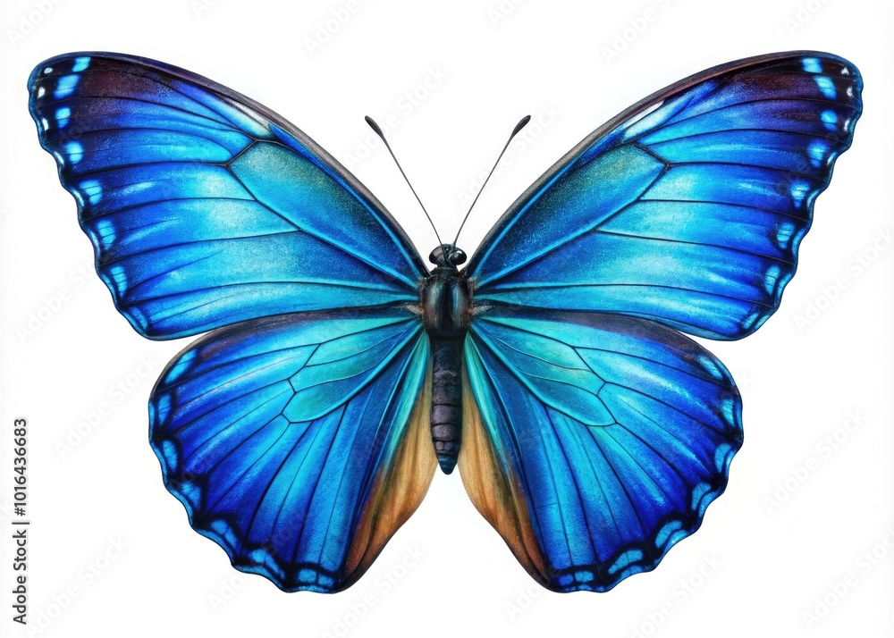 Fototapeta premium Vibrant Blue Clipart Butterfly Design Perfect for Nature, Art, and Decorative Use in Various Projects