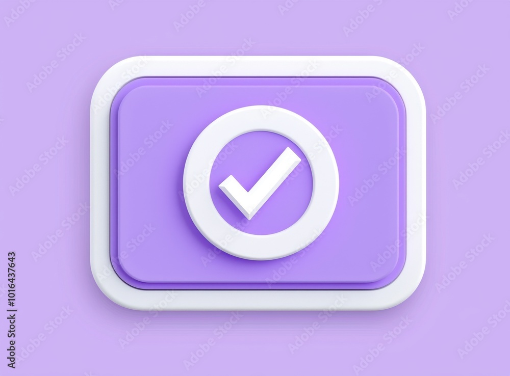 A modern, purple checkmark icon symbolizing approval or completion, set within a white border, designed for digital platforms. A modern, purple checkmark icon symbolizing approval or completion, set within a white border, designed for digital platforms.