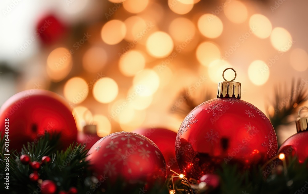 Elegant Red Baubles with Soft Lights