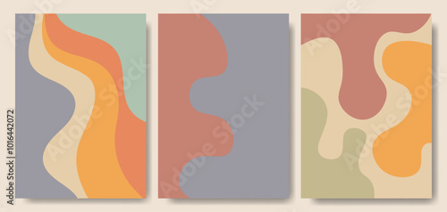 Set of abstract groovy geometric background.