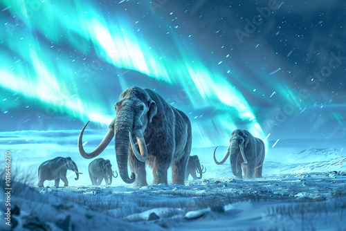 Wallpaper Mural Fantastically beautiful majestic mammoth in its natural habitat with large tusks Torontodigital.ca