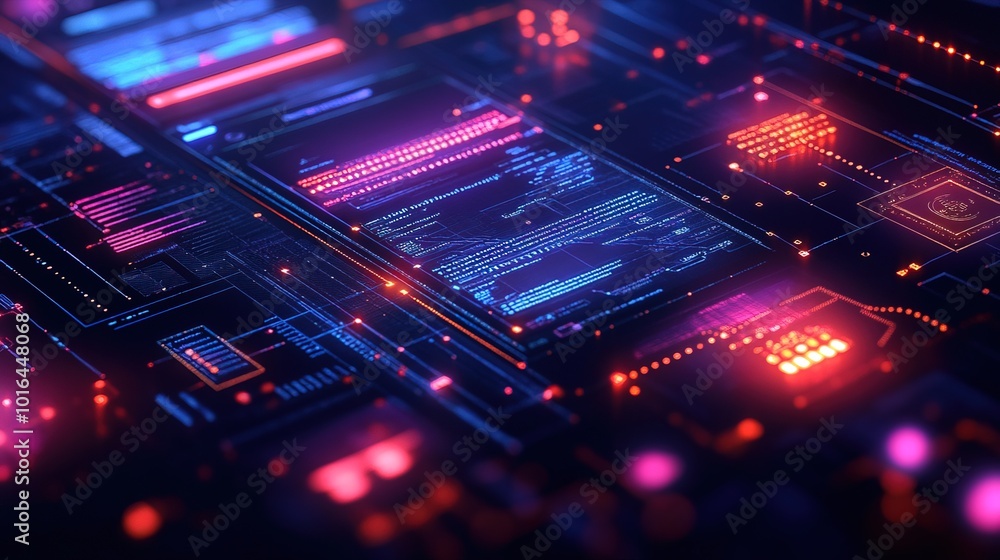 Obraz premium Artificial Intelligence Document Analysis, portraying machine learning algorithms extracting data 