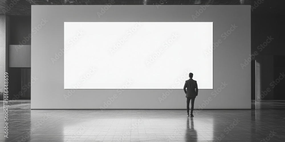 Bold advertisement sign on a white wall, spacious central text area, right-aligned, striking visual impact, modern urban design Bold advertisement sign on a white wall, spacious central text area, right-aligned, striking visual impact, modern urban design