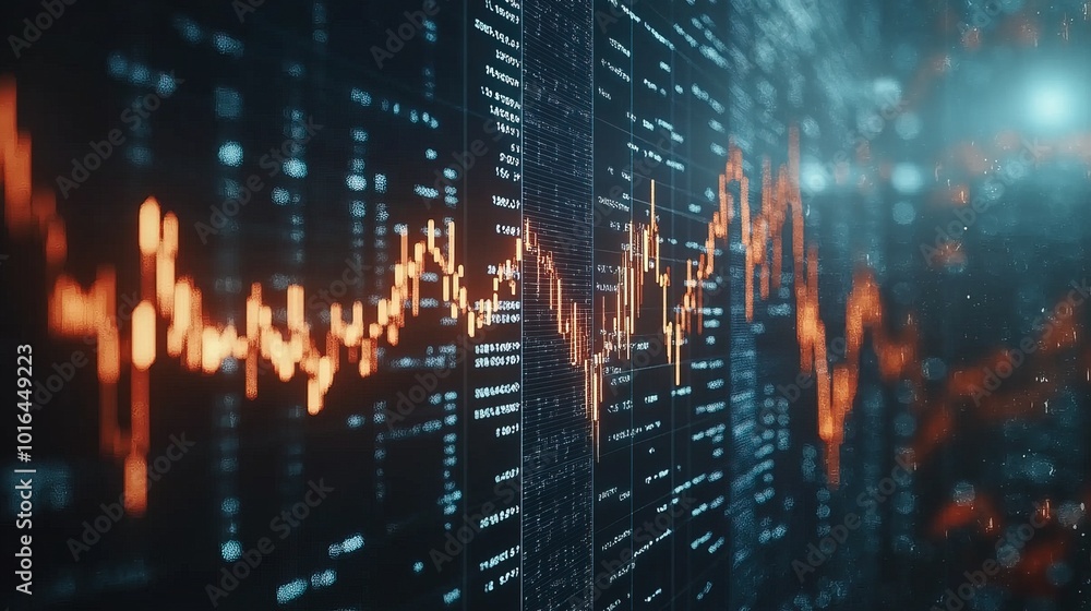 Naklejka premium A digital representation of a rising stock market graph on a computer screen