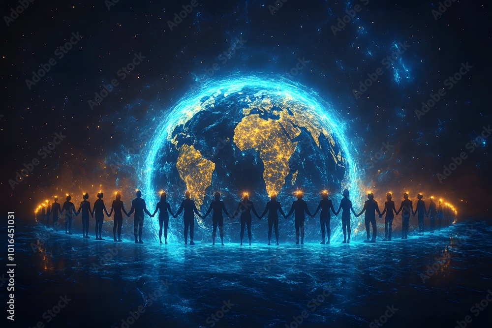 Obraz premium Unity And Collaboration Across Borders In A Globalized World