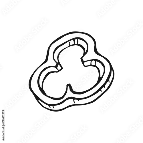 Pepper slices. Hand drawn vector illustration.