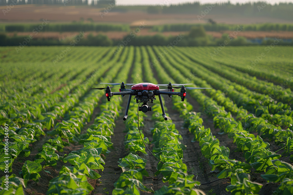 Drone flying in the sky over nature during observation Drone flying in the sky over nature during observation