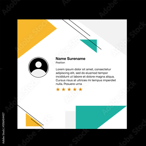 Testimonial review template design  with star rating remark