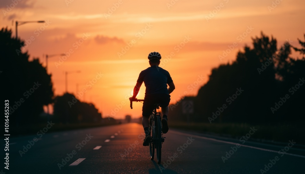 Sunset Cycling on Open Road Sunset Cycling on Open Road