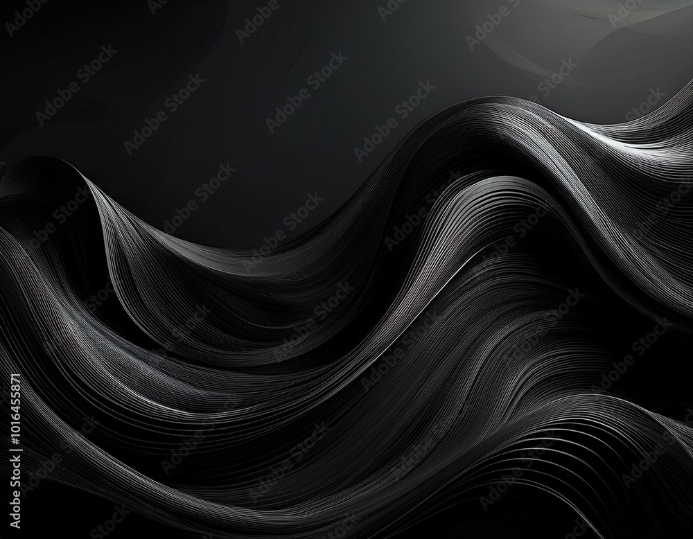 Abstract black wave on dark background. generative ai. Abstract black wave on dark background. generative ai.