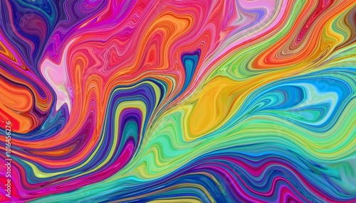 Abstract marbled acrylic paint ink painted waves painting texture colorful background banner - Bold colors, rainbow color swirls wave Generative AI