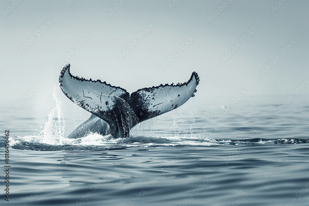 Fototapeta premium Fantastically beautiful majestic huge whale in ocean