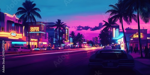 Miami streets, neons, thugs, cars, Vice City wallpaper