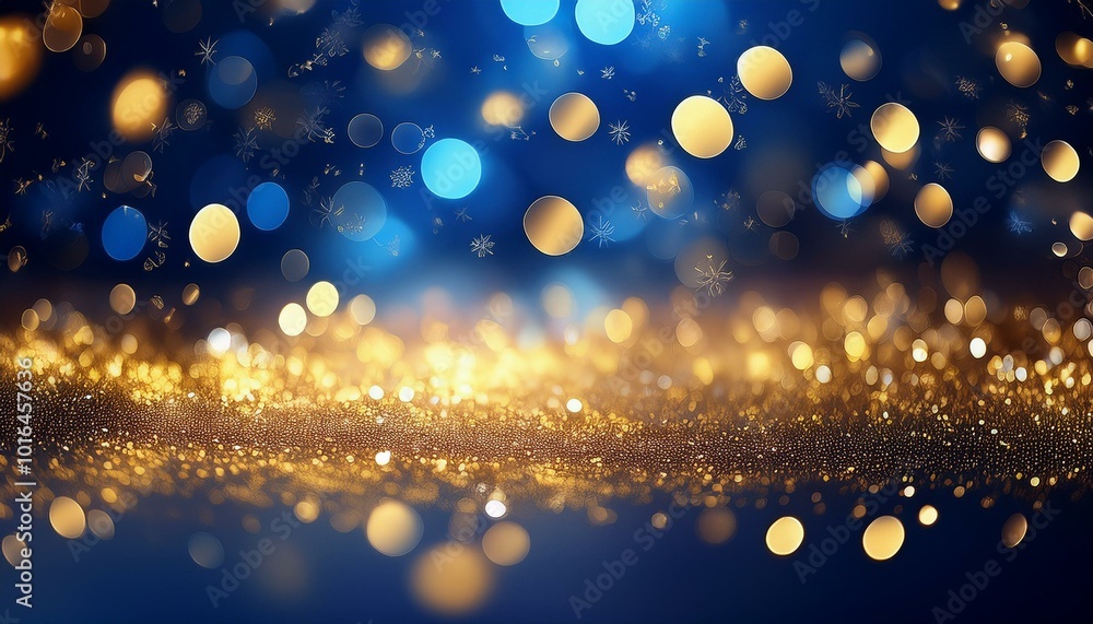 Blue and gold Abstract background and bokeh on New Year's Eve. AI generativ. Blue and gold Abstract background and bokeh on New Year's Eve. AI generativ.
