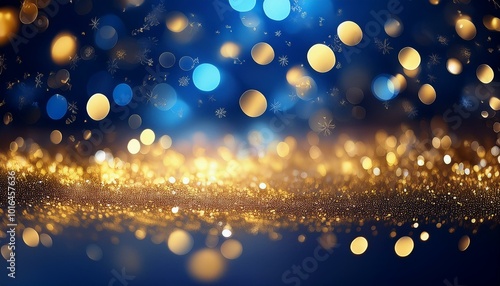 Blue and gold Abstract background and bokeh on New Year's Eve. AI generativ.