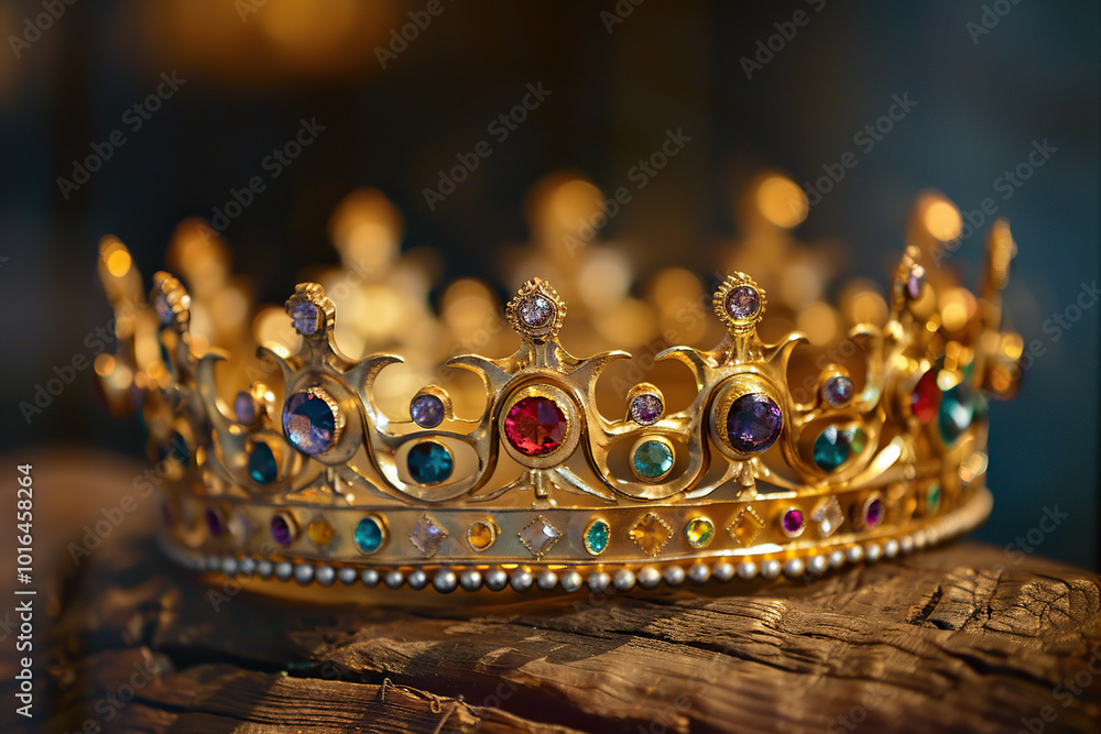 Fantastic beautiful king or queen crown from gold material for coronation Fantastic beautiful king or queen crown from gold material for coronation