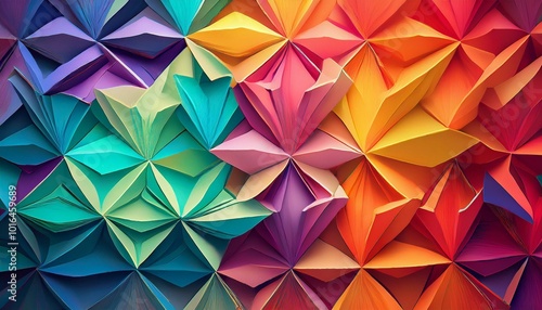 Colorful origami paper as abstract wallpaper background (Generative AI)