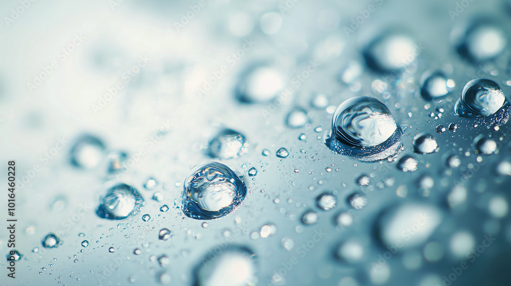 Macro Close-up of Water Droplets on Smooth Surface Featuring Soft Lighting and Bokeh Effects Macro Close-up of Water Droplets on Smooth Surface Featuring Soft Lighting and Bokeh Effects