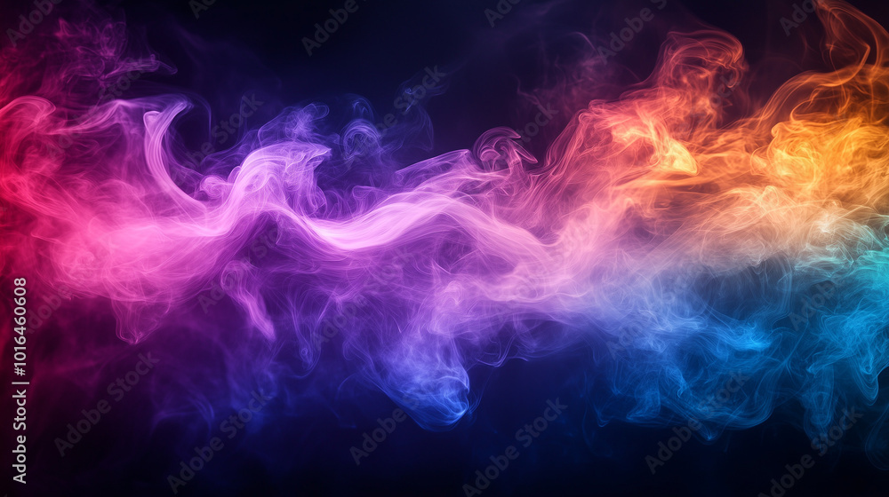 Vibrant Swirls Of Red Orange Blue And Pink Smoke On Dark Background Aesthetic Abstract