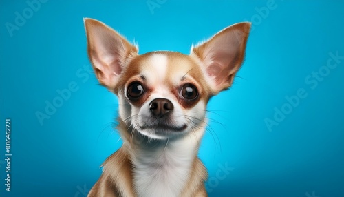 funny chihuahua dog portrait on a blue background