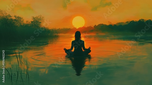 Sunset Meditation by the Lake: Finding Peace in Nature