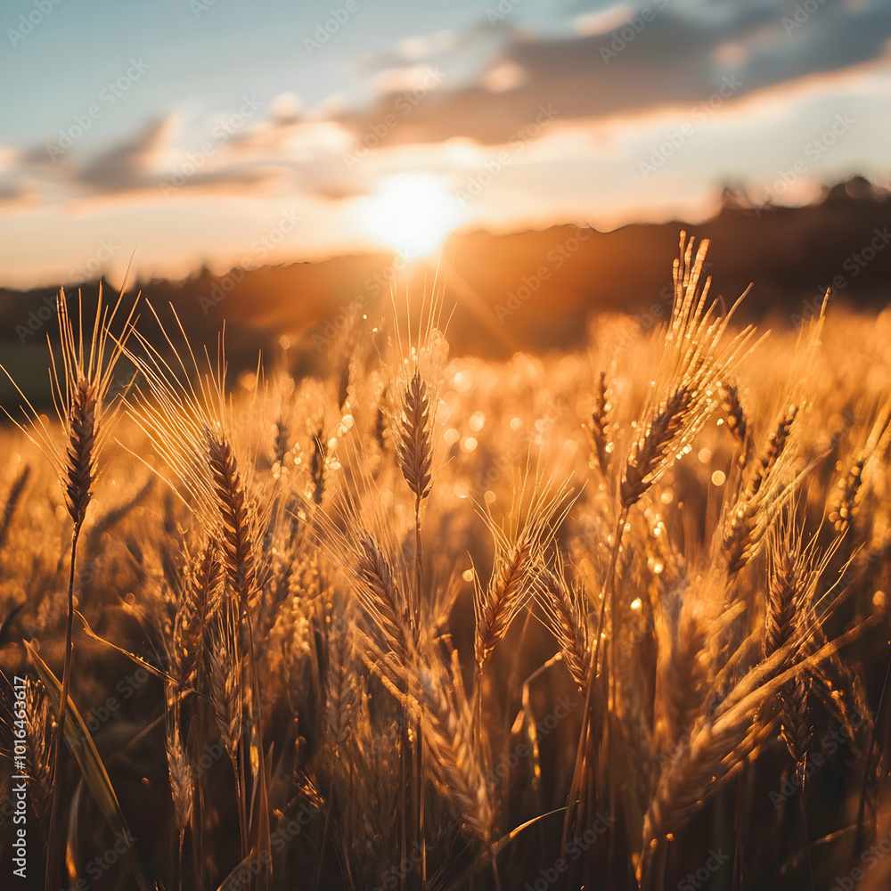 Fototapeta premium wheat field at sunset