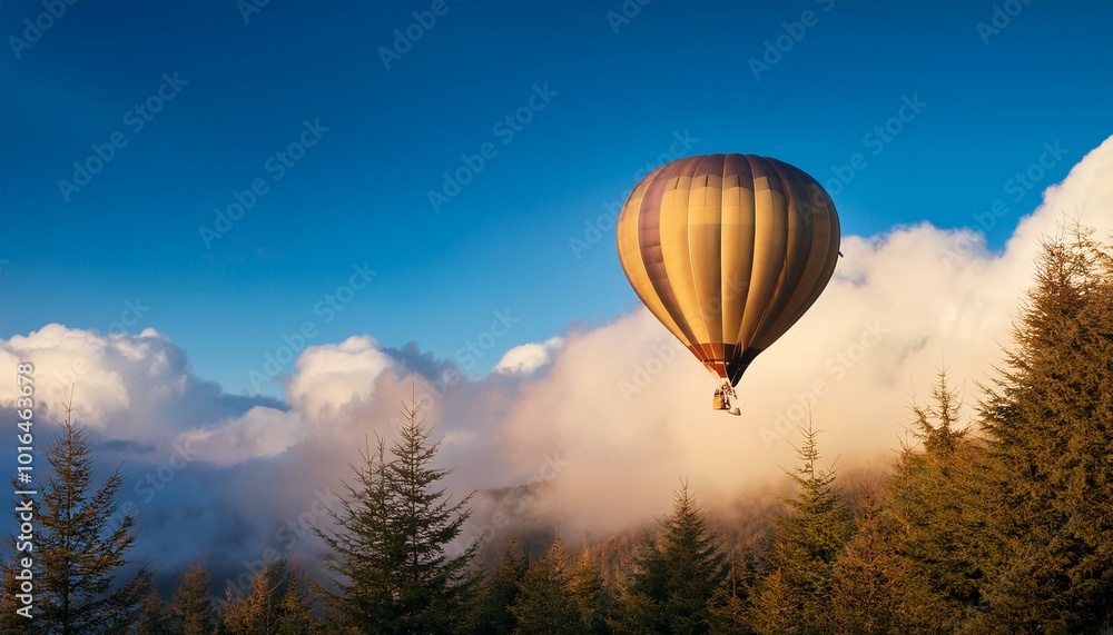 Obraz premium Hot air balloon heading towards the clouds in the sky.
