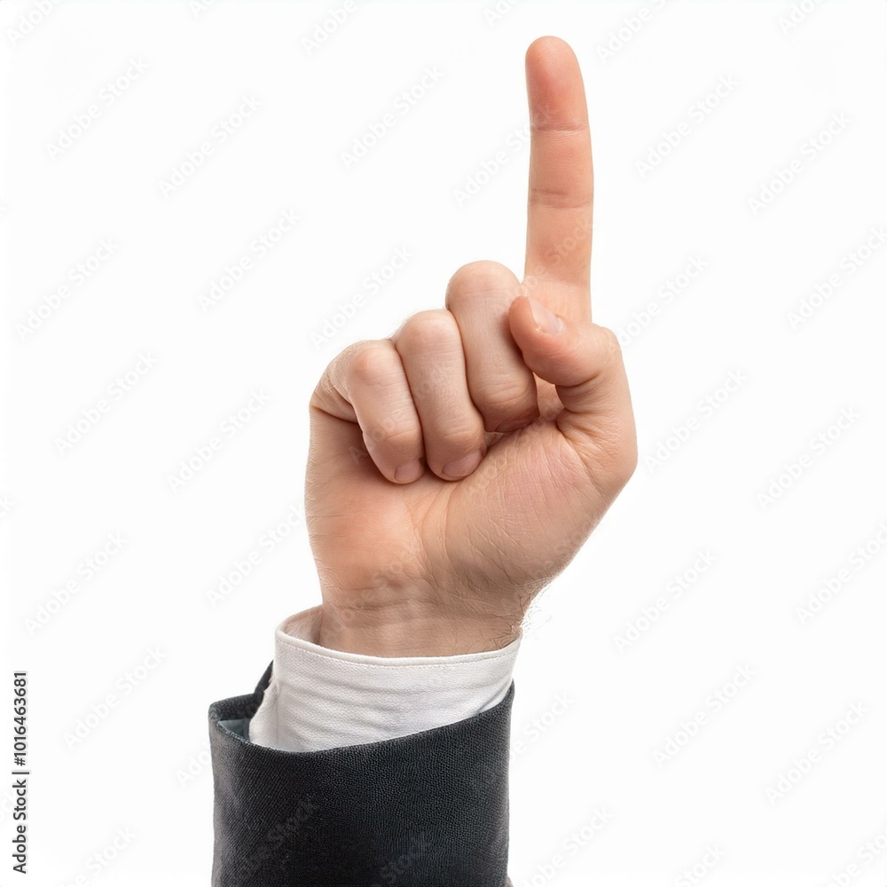 Human hand is pointing by index finger or forefinger, gesture isolated on white background Human hand is pointing by index finger or forefinger, gesture isolated on white background