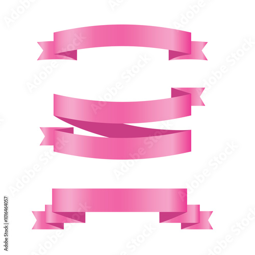 Pink shiny ribbon vector banners set of ribbon label pink bow curly ribbon wavy wavy ribbon photo