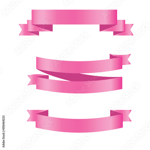 Pink shiny ribbon vector banners set of ribbon label pink bow curly ribbon wavy wavy ribbon