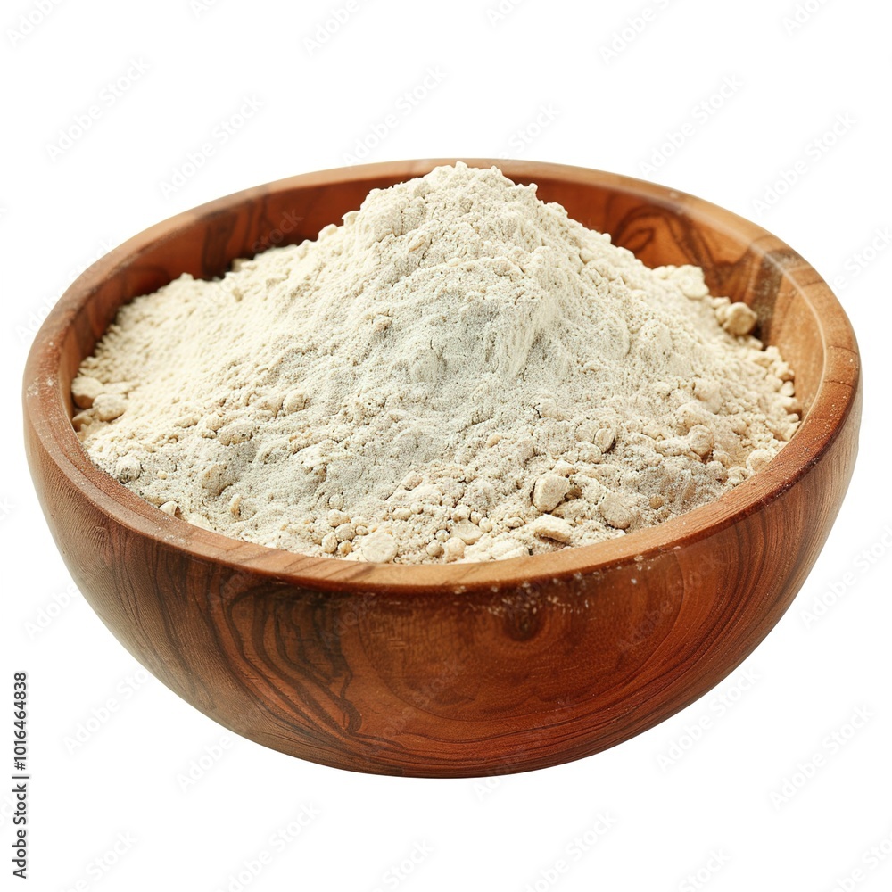 Wooden Bowl Flour on Transparent Background Wooden Bowl Flour on Transparent Background