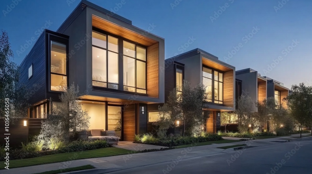 Modern design townhouse It is characterized by distinctive architectural elements. big window and the combination of materials such as steel and wood. Modern design townhouse It is characterized by distinctive architectural elements. big window and the combination of materials such as steel and wood.