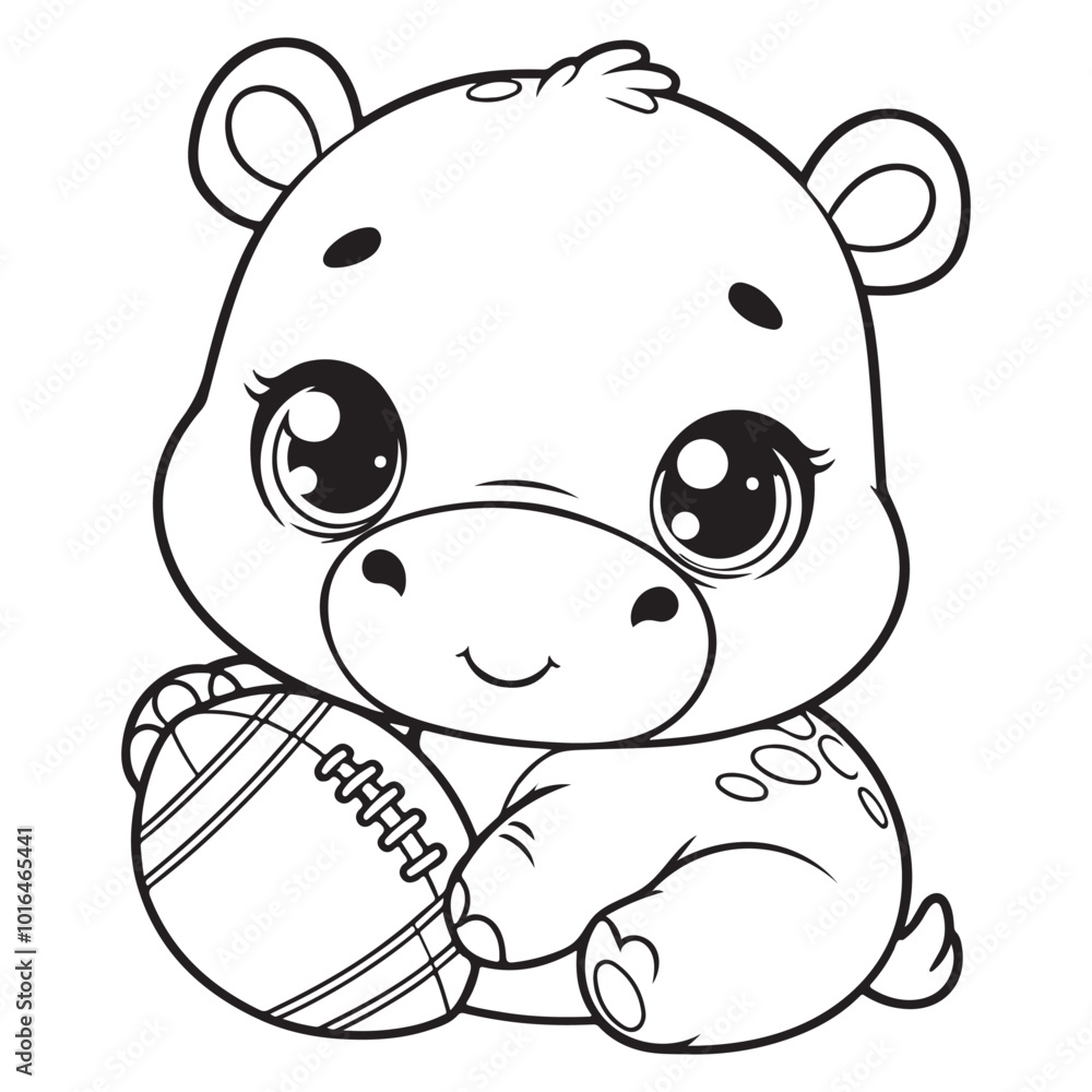 Fototapeta premium Adorable Baby Hippo Coloring Page Free Printable for Kids